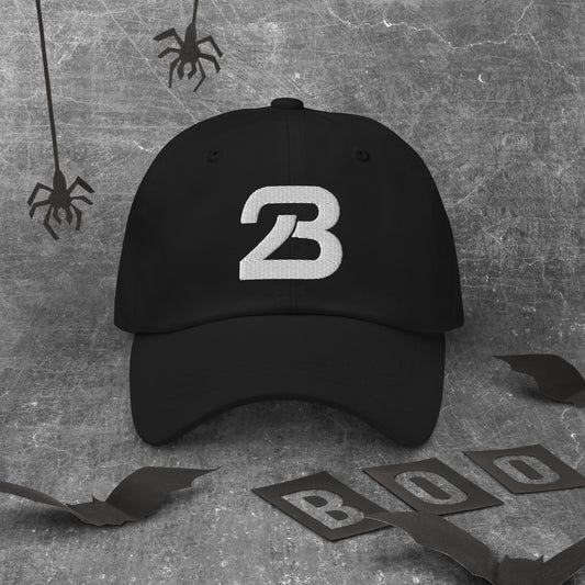 "23 Design Studio embroidered dad hat featuring interconnected 2 and 3 logo in bold minimalist style - official brand merchandise"