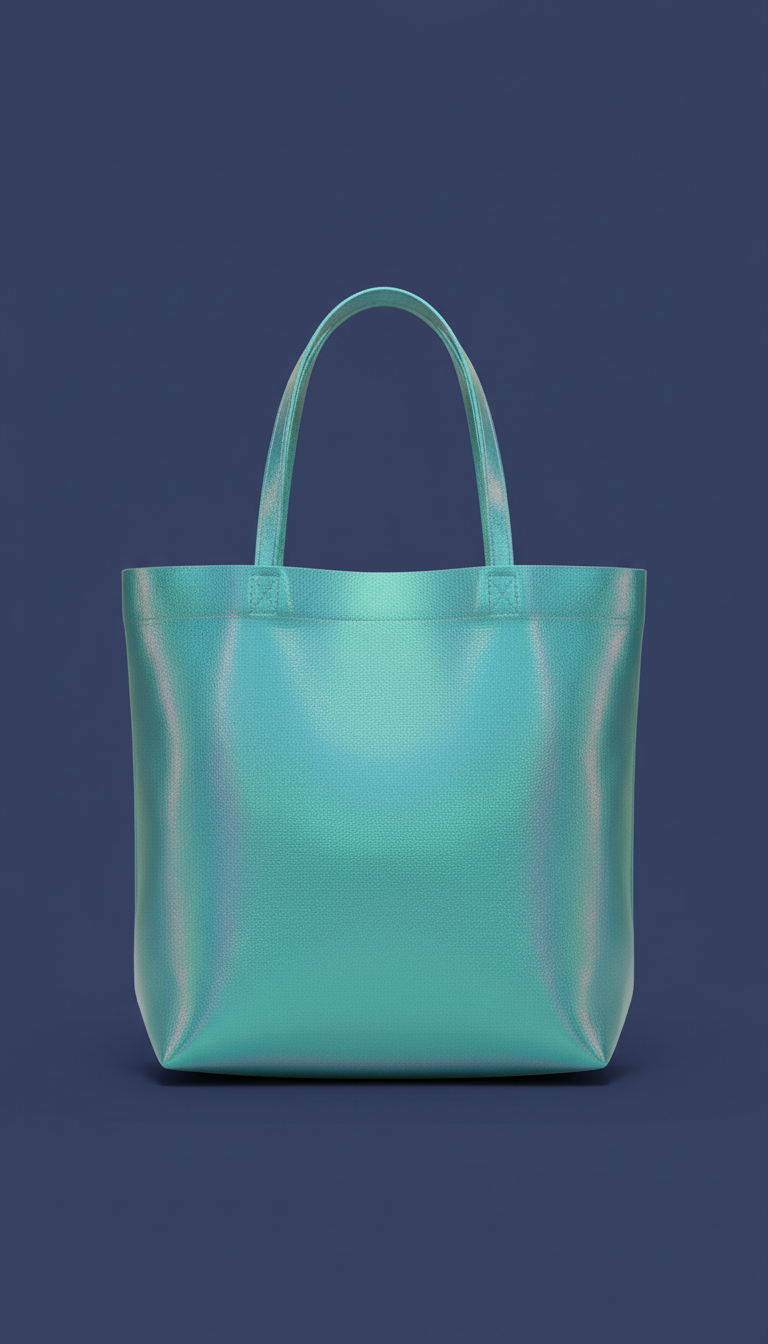 Spectral teal holographic tote bag