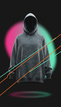 Steel haze glitch-pattern oversized hoodie