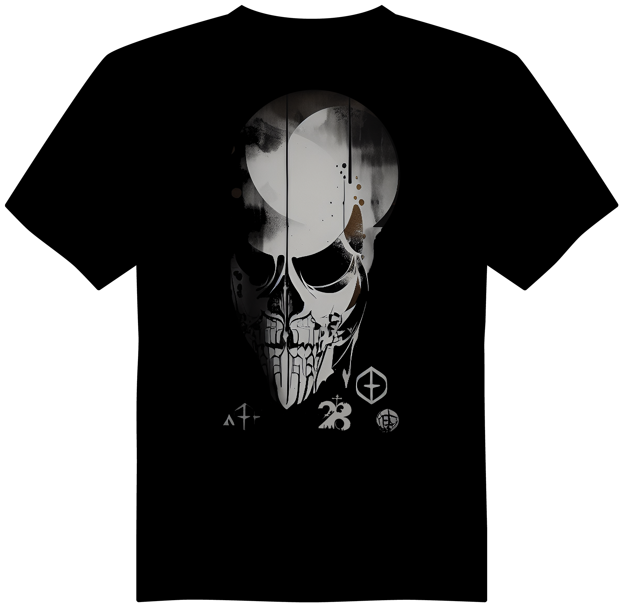 Mechanical Skull design featuring intricate biomechanical artwork with detailed linework - premium graphic tee by 23 Design Studio