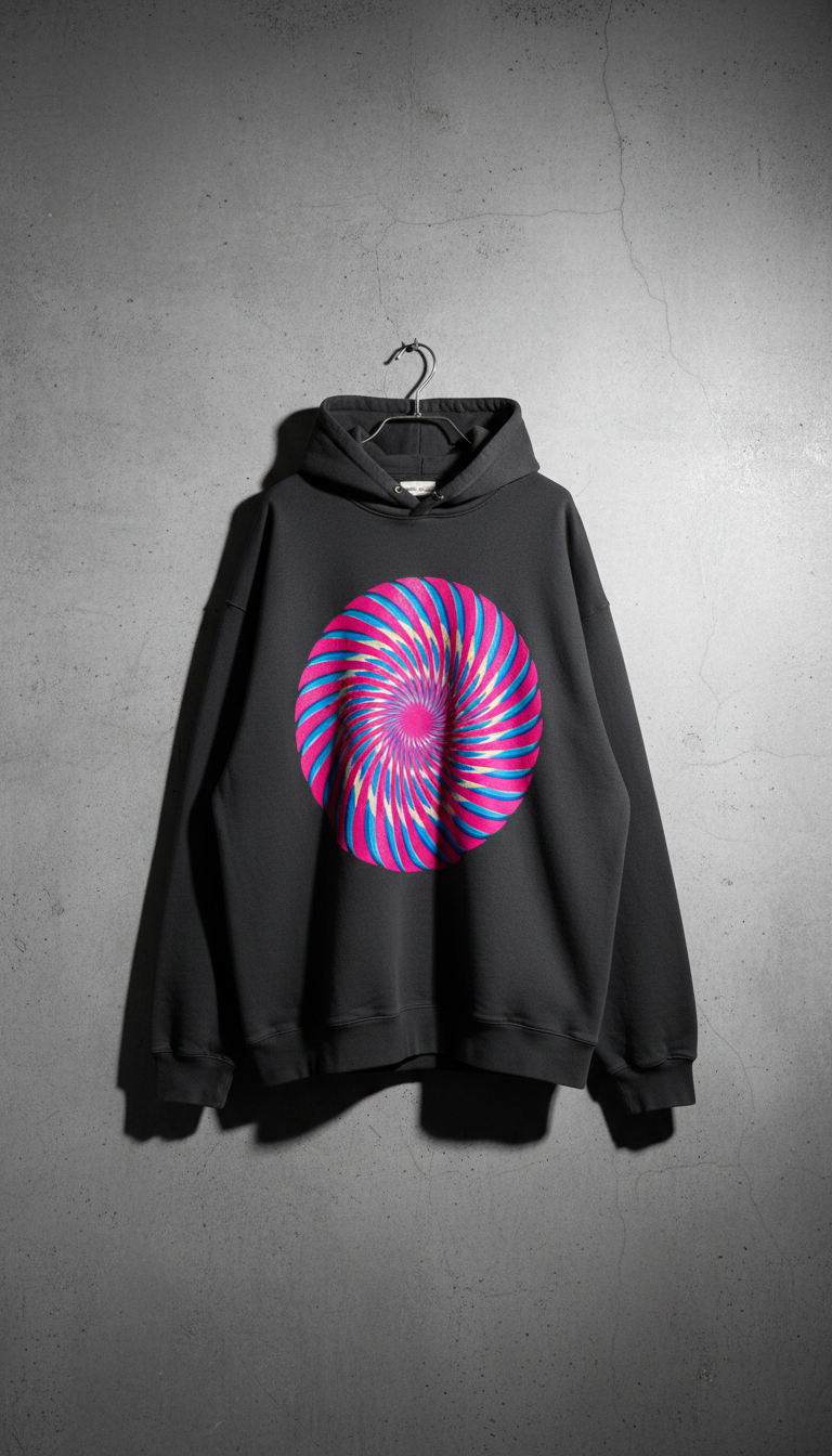 Oversized Hoodie With Psychedelic Back Print